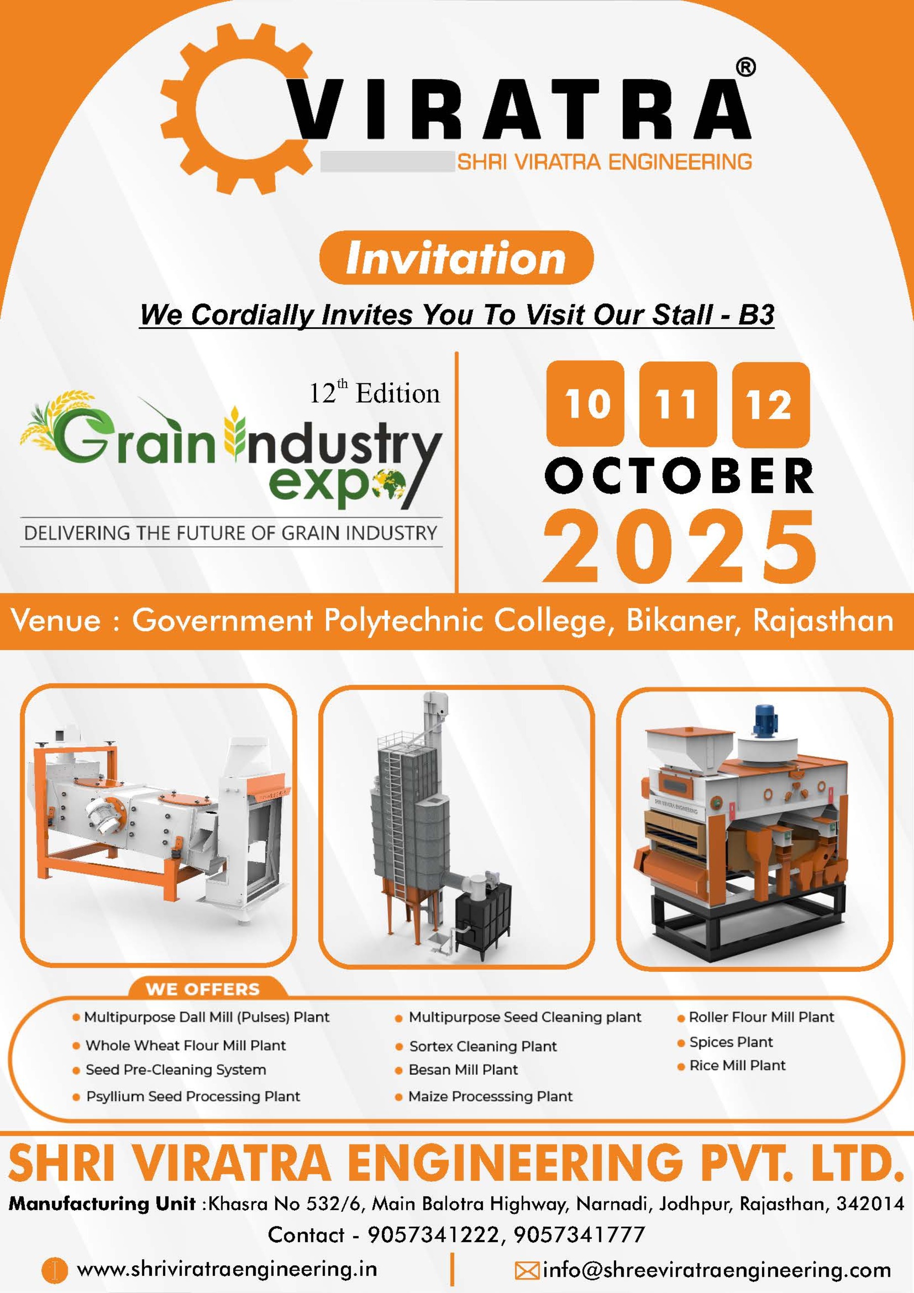 You are currently viewing Meet Shri Viratra Engineering at Grain Industry Expo 2025 – Bikaner, Rajasthan
